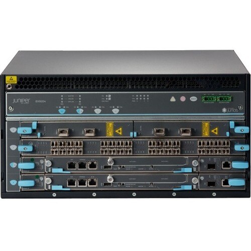 Juniper EX9200 Ethernet Switch - Manageable - 3 Layer Supported - 690 W Power Consumption - 5U - Rack-mountable - 1 Year Limited Warranty - TAA Compliant EX9204-RED3B-AC-T - EX9204-RED3B-AC-T