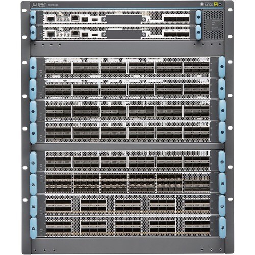 Juniper QFX10008 Switch Chassis - Manageable - 3 Layer Supported - Modular - 2500 W Power Consumption - Optical Fiber - 13U - Rack-mountable - 1 Year Limited - QFX10008-BASE-H