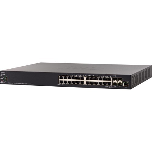 Cisco SX550X-24-Port 10GBase-T Stackable Managed Switch - 24 Ports - Manageable - 2 Layer Supported - 124.60 W Power Consumption - Twisted Pair - Rack-mountable SX550X-24-K9-EU - SX550X-24-K9-EU