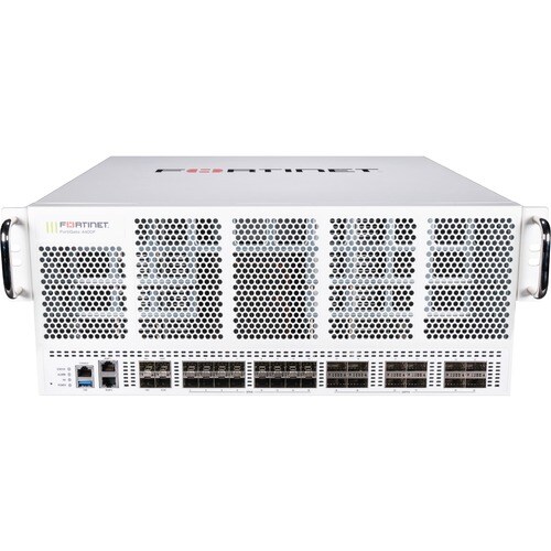 Fortinet FortiGate FG-4400F Network Security/Firewall Appliance - 1000Base-X, 10GBase-X, 40GBase-X, 100GBase-X - 100 Gigabit Ethernet - SHA-256, AES (256-bit) - 30000 VPN - 32 Total Expansion Slots - - FG-4400F-BDL-950-60