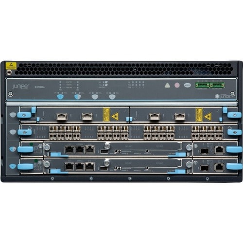 Juniper EX9200 Ethernet Switch - Manageable - 3 Layer Supported - 410 W Power Consumption - 5U - Rack-mountable - 1 Year Limited Warranty - TAA Compliant EX9204-RED3C-DC - EX9204-RED3C-DC