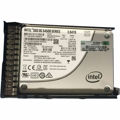 HPE Sourcing 3.84 TB Solid State Drive - 2.5" Internal - SATA (SATA/600) - Server Device Supported 878855-001 - 878855-001