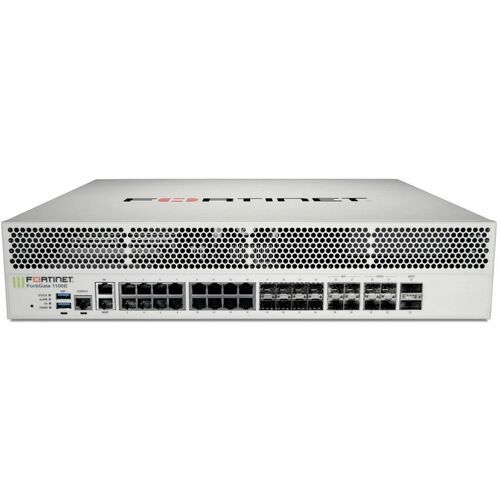 Fortinet FortiGate FG-1100E-DC Network Security/Firewall Appliance - 16 Port - 1000Base-X, 40GBase-X, 1000Base-T, 10GBase-X - 40 Gigabit Ethernet - 80 Gbit/s Firewall Throughput - SHA-256, AES (256-bit), TLS - FG-1100E-DC-BDL-809-60