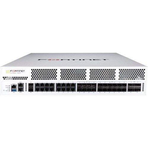 Fortinet FortiGate FG-1800F Network Security/Firewall Appliance - 16 Port - 1000Base-X, 40GBase-X, 1000Base-T, 10GBase-X, 100GBase-X - 100 Gigabit Ethernet - 198 Gbit/s Firewall Throughput - SHA-256, AES (256-bit), - FG-1800F-BDL-809-36