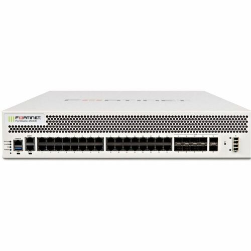 Fortinet FortiGate FG-2500E Network Security/Firewall Appliance - 32 Port - 10GBase-X, 1000Base-T - 10 Gigabit Ethernet - 150 Gbit/s Firewall Throughput - SHA-256, AES (256-bit), TLS 1.3, SSL - FG-2500E-BDL-809-60
