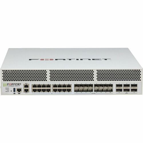 Fortinet FortiGate FG-3000F Network Security/Firewall Appliance - 16 Port - 40GBase-X, 10GBase-X, 100GBase-X, 5GBase-T, 2.5GBase-T, 1000Base-T, 10GBase-T - 100 Gigabit Ethernet - 397 Gbit/s Firewall Throughput - SHA-256, - FG-3000F-BDL-809-12