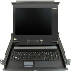 Aten 17" Single-Rail LCD Integrated Console-TAA Compliant - 1 Computer(s) - 17" Active Matrix TFT LCD - 1 x SPHD-15 Keyboard/Mouse/Video CL1000M - CL1000M