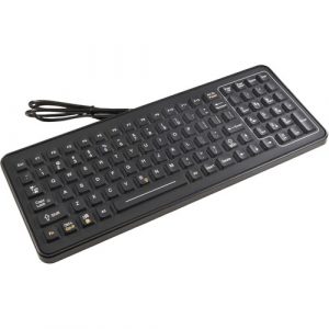 Intermec SlimKey SLK-101 Keyboard - Cable Connectivity - PS/2 Interface - 101 Key(s) - Computer - PC - Industrial Silicon Rubber Keyswitch - Black 340-053-003 - 340-053-003