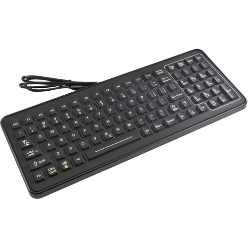 Intermec SlimKey SLK-101 Keyboard - Cable Connectivity - PS/2 Interface - 101 Key(s) - Computer - PC - Industrial Silicon Rubber Keyswitch - Black 340-053-003 - 340-053-003