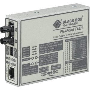 Black Box FlexPoint T1/E1 to Fiber Converter - 1 x RJ-48 , 1 x ST Duplex - T1/E1 - Rack-mountable, External, Wall-mountable MT660A-MM - MT660A-MM
