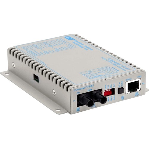 1X T1/E1 RJ45/RJ48 COPPER FIBER ICONVERTER ST SM 1310NM 30KM US AC - 8701-1-D