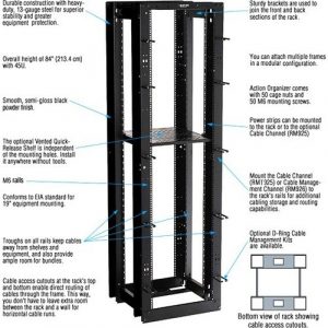 Black Box Flex Depth Rack - 45U, 4-Post, 24" x 24"D, M6 Square Holes - For Patch Panel - 45U Rack Height x 19" Rack Width - Floor - RMT920A