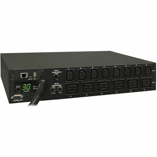 Eaton 5.5kW Single-Phase Switched PDU - LX Interface, 208/230V Outlets (8 C13 & 6 C19), L6-30P Input, 15 ft. (4.57 m) Cord, 2U Rack-Mount, TAA - 14 - - PDUMH30HV19NET