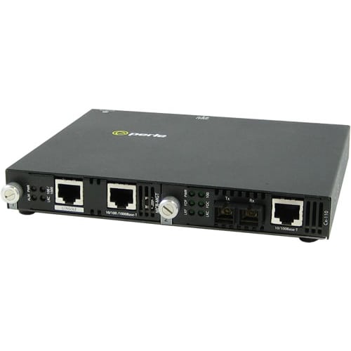 Perle SMI-110-M2SC2 Media Converter - 2 x Network (RJ-45) - 1 x SC Ports - Management Port - 10/100Base-TX, 100Base-FX, 10/100/1000Base-T - 2 km - Rail-mountable, Rack-mountable, Wall - 5070904