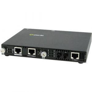 Perle SMI-110-M2ST2 Media Converter - 2 x Network (RJ-45) - 1 x ST Ports - Management Port - 100Base-FX, 100Base-TX - 2 km - External, Rail-mountable, Rack-mountable, Wall - 5070914