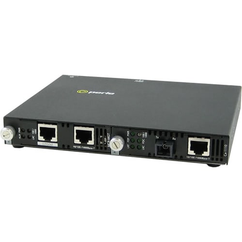 Perle SMI-1110-S1SC10U Gigabit Ethernet Media Converter - 2 x Network (RJ-45) - 1 x SC Ports - Management Port - 1000Base-T, 1000Base-BX - 10 km - External 5070754