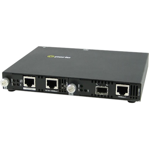 Perle SMI-1110-SFP Gigabit Ethernet Media Converter - 2 x Network (RJ-45) - Management Port - 1000Base-T, 1000Base-X - 1 x SFP Slots - External, Rail-mountable, Rack-mountable, Wall Mountable - 5070774