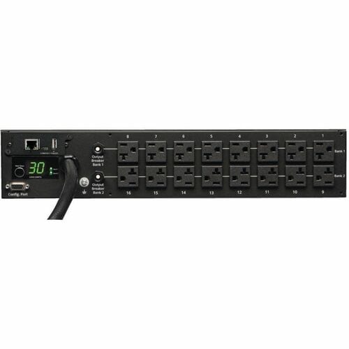 Eaton 2.9kW Single-Phase Monitored PDU - 120V Outlets (16 5-15/20R), L5-30P, 10 ft. (3.05 m) Cord, 2U Rack-Mount, TAA - 16 x NEMA 5-15/20R - 2U - Rack-mountable - PDUMNH30 - Image 2