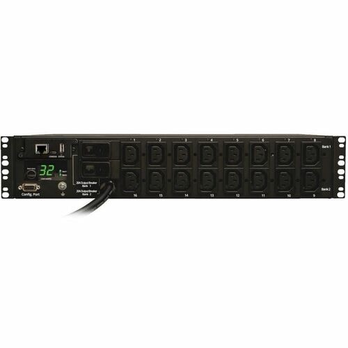 Eaton 7.4kW Single-Phase Switched PDU, LX Interface, 230V Outlets (16-C13), IEC-309 Blue 230V 32A, 3.6m Cord, 2U Rack-Mount, TAA - 16 x IEC 60320 C13 - 7.36 kVA - PDUMH32HVNET - Image 2