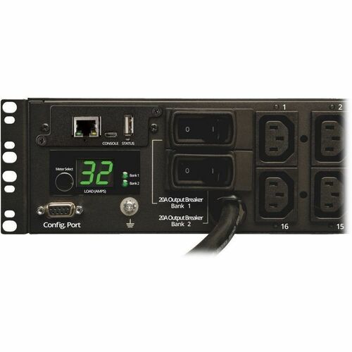 Eaton 7.4kW Single-Phase Switched PDU, LX Interface, 230V Outlets (16-C13), IEC-309 Blue 230V 32A, 3.6m Cord, 2U Rack-Mount, TAA - 16 x IEC 60320 C13 - 7.36 kVA - PDUMH32HVNET - Image 3