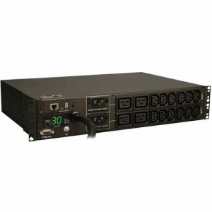 Eaton 5.5kW Single-Phase Monitored PDU with LX Platform Interface, 208/230V Outlets (12-C13 and 4-C19), L6-30P, 12 ft. (3.66 m) Cord, 2U Rack-Mount, TAA - 4 x IEC 60320 - PDUMNH30HV