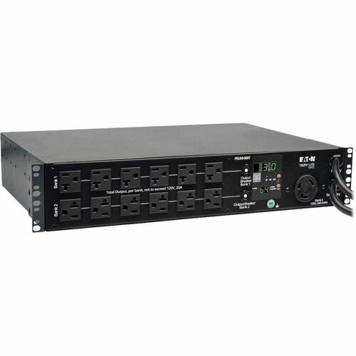 Eaton Tripp Lite Series 2.9kW Single-Phase Local Metered Automatic Transfer Switch PDU, 2 120V L5-30P Inputs, 24 5-15/20R & 1 L5-30R Outputs, 2U, TAA - 24 x NEMA - PDUMH30AT