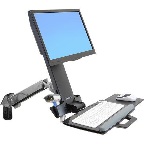 Ergotron StyleView Multi Component Mount for Notebook, Mouse, Keyboard, Monitor, Scanner - Polished Aluminum - Height Adjustable - 1 Display(s) Supported - 24" Screen Support - 29 lb - 45-266-026 - Image 4