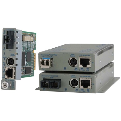 Omnitron Systems iConverter GX/TM2 Media Converter - 1 x Network (RJ-45) - 1 x SC Ports - 10/100/1000Base-T, 1000Base-X - 34 km - Internal 8923N-2 - 8923N-2