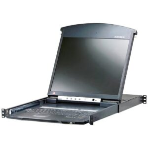 ATEN TECHNOLOGIES 8PORT PS2 USB KVM SWITCH IP BASED 19IN DUAL RAIL LCD CAT5 KL1508AIN