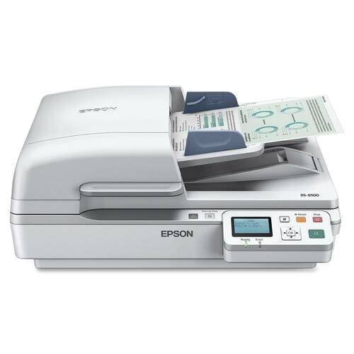 Epson WorkForce DS-6500 Flatbed Scanner - 1200 dpi Optical - White - 48-bit Color - 16-bit Grayscale - 25 ppm (Mono) - 25 ppm (Color) - Duplex Scanning - B11B205221