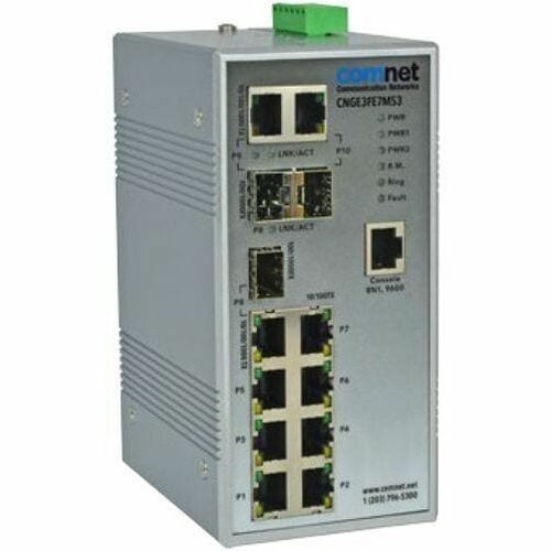 ComNet CNGE3FE7MS3 Ethernet Switch - 7 Ports - Manageable - Fast Ethernet, Gigabit Ethernet - 10/100Base-TX, 10/100/1000Base-T - 2 Layer Supported - 3 SFP Slots - 12 W - CNGE3FE7MS3