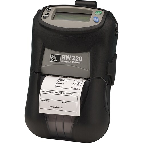 Zebra RW 220 Direct Thermal Printer - Monochrome - Portable - Receipt Print - USB - Serial - Battery Included - LCD Display Screen - 2.20" Print Width - R2D-0U0A010N-GA