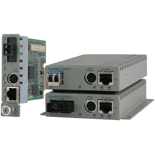 Omnitron Systems 10/100BASE-TX UTP to 100BASE-FX Media Converter and Network Interface Device - 1 x Network (RJ-45) - 1 x ST Ports - Management Port - 10/100Base-TX, 100Base-FX - 8901N-1-D