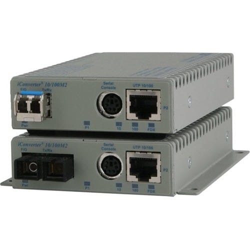 Omnitron Systems 10/100BASE-TX UTP to 100BASE-FX Media Converter and Network Interface Device - 1 x Network (RJ-45) - 1 x SC Ports - Management Port - 10/100Base-TX, 100Base-FX - 8903N-1-A