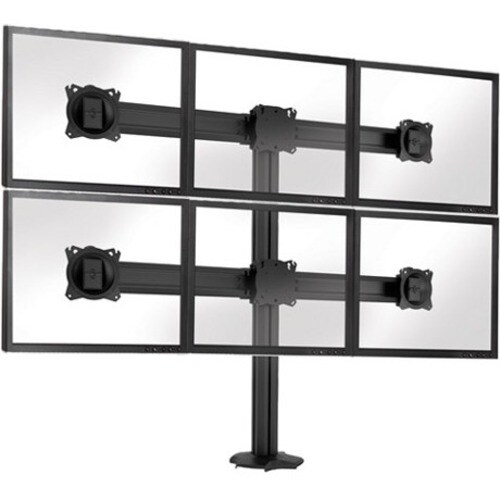 Chief Kontour Grommet Mounted Display Stand - For 4 or 6 Displays - Black - Height Adjustable - 27" to 30" Screen Support - 90 lb Load Capacity - K3G320B