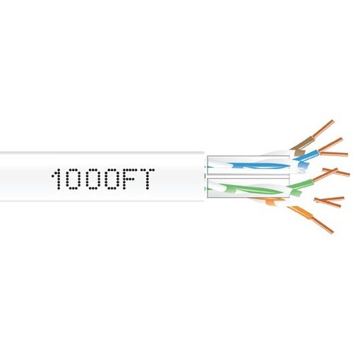 1000FT CAT6A 650MHZ SOLID BULK CABLE UTP CMP WHITE - C6ABC51-WH-1000