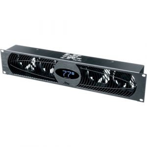 Middle Atlantic Fan Panel, 100 CFM, 27dB, Anodized, 220V, w/Display - 4 Fan - 220 V AC - 2U - 100 CFM - Black IUQFP-4DRA - IUQFP-4DRA