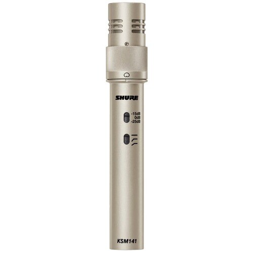 Shure KSM141/SL STEREO Rugged Wired Electret Condenser Microphone - Stereo - 20 Hz to 20 kHz - 150 Ohm - Cardioid, Omni-directional - 3-Pin XLR - Gold - KSM141/SL STEREO