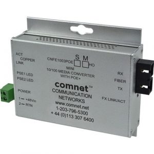ComNet Industrially Hardened 100Mbps Media Converter with 48V POE, Mini, "B" Unit - Network (RJ-45) - 1x PoE+ (RJ-45) Ports - 1 x ST Ports - Multi-mode - - CNFE1002BPOEM/M