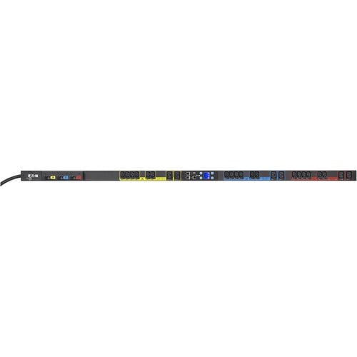 Eaton Managed rack PDU, 0U, L21-30P input, 8.64 kW max, 120/208V, 24A, 10 ft cord, Three-phase, Outlets: (18) C13 Outlet grip, (6) C19 Outlet grip - Switched - - EMA327-10