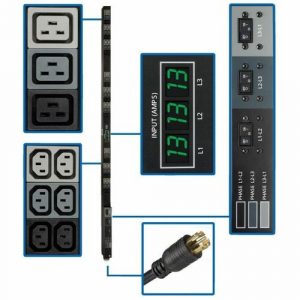 Eaton Tripp Lite Series 3-Phase Local Metered PDU, 8.6 kW, 45 208V outlets (36 C13, 9 C19), 6 ft. (1.83 m) NEMA L21-30P Input connection, TAA Compliant - - PDU3MV6L2130A