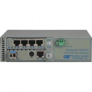 Omnitron Systems Managed iConverter 4xT1/E1 MUX - Optical Fiber, Twisted Pair - Fast Ethernet - 100 Mbit/s 8826U-0-B