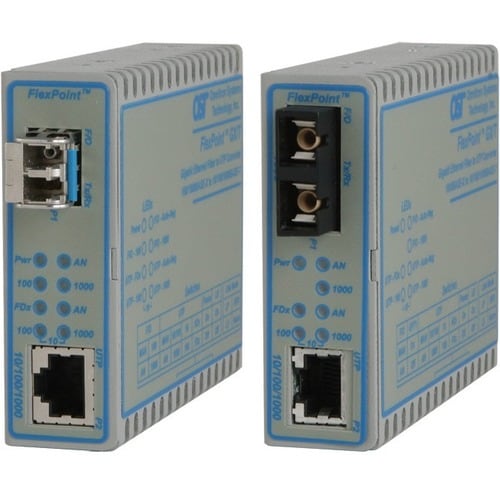 Omnitron Systems 10/100/1000 / GIGABIT SFP FIBER FLEXPOINT GX/T PORT US AC WIDE TEMP 4719-1W