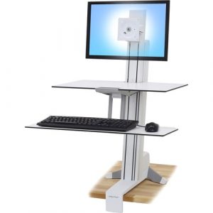 Ergotron WorkFit-S, Single LD with Worksurface+ (White) - Up to 24" Screen Support - 18 lb Load Capacity - Desktop - Aluminum, Plastic, Steel - White 33-350-211 - 33-350-211