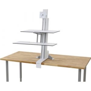 Ergotron WorkFit-S, Single HD with Worksurface+ (White) - Up to 30" Screen Support - 29 lb Load Capacity - Desktop - Aluminum, Plastic, Steel - White 33-351-211 - 33-351-211