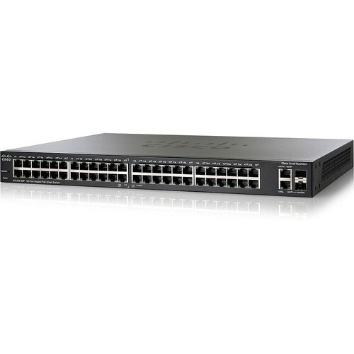 Cisco SG200-50P Gigabit PoE Smart Switch - 50 Ports - Manageable - Gigabit Ethernet, Fast Ethernet - 10/100/1000Base-T - Refurbished - 2 Layer Supported - 2 SFP Slots - SLM2048PT-NA-RF