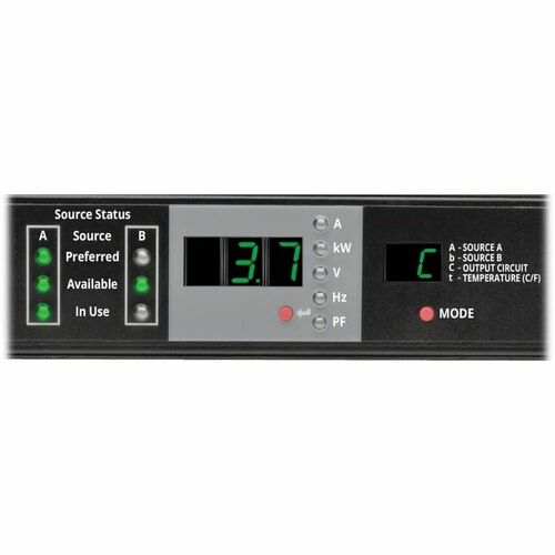 Eaton Tripp Lite Series 3.8kW Single-Phase Monitored Automatic Transfer Switch PDU, 2 200-240V IEC309 16A Blue Inputs, 1 IEC309 16A Blue Outlet, 1U - IEC 60309 16A Blue - PDUMNH16HVAT - Image 4