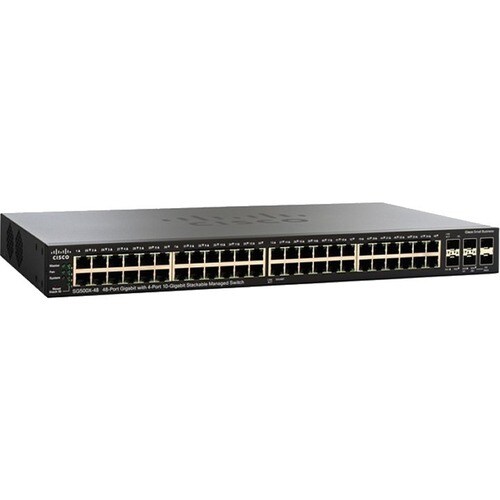 Cisco SG500X-48 Layer 3 Switch - 48 Ports - Manageable - Gigabit Ethernet, 10 Gigabit Ethernet - 10/100/1000Base-T - Refurbished - 3 Layer Supported - Modular - Twisted - SG500X-48-K9-NA-RF