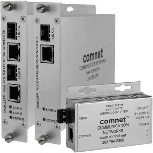 ComNet ComFit Dual 10/100/1000Mbps Ethernet Media Converter with IEEE 802.3at 30W PoE+ - 1 x Network (RJ-45) - Gigabit Ethernet - 10/100/1000Base-TX, 1000Base-FX - 120 km - 2 - CNMC2SFPPOE