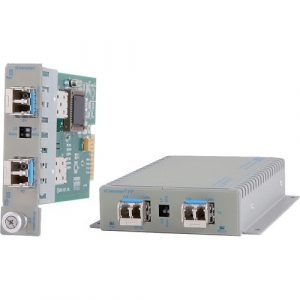 Omnitron Systems SFP to SFP Protocol-Transparent Media Converter and WDM Transponder - Multi-mode, Single-mode - Gigabit Ethernet, Fast Ethernet - 1000Base-X, 100Base-X - 2 x Expansion Slots - - 8699-0-DW